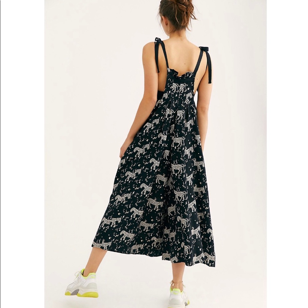 Free People Zebra Printed Linen Slouchy Jumpsuit - Picture 2 of 3